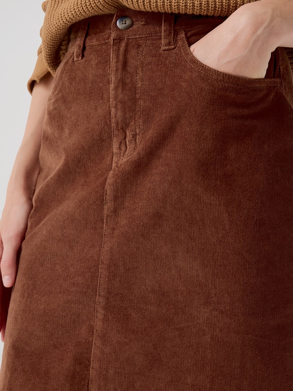 Pact Organic Cotton Modest Midi A-line Corduroy Skirt Rust Orange L - Picture 4 of 12